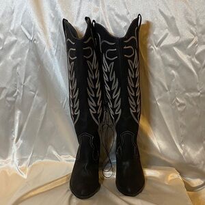 NWOT Altar'd State Black Embroidered Heeled Boots